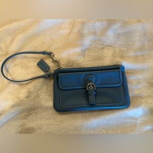 COACH Elegant Blue Leather Wristlet